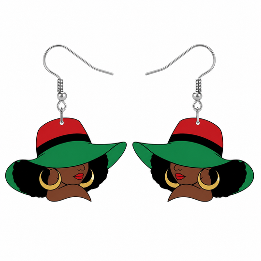Hair Addiction Collections African Style Dangle Earrings - 1 Pair 2D Flat Acrylic Ethnic Statement Jewelry for Women, Bold Cultural Designs for Festivals & Parties