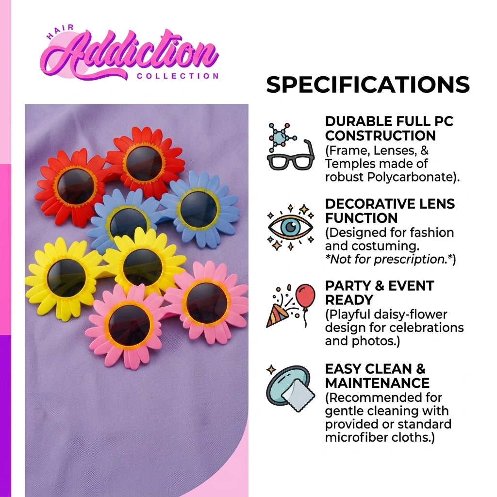 Trendy Sunflower Sunglasses - Cute Daisy Flower Round Glasses for Kids & Women